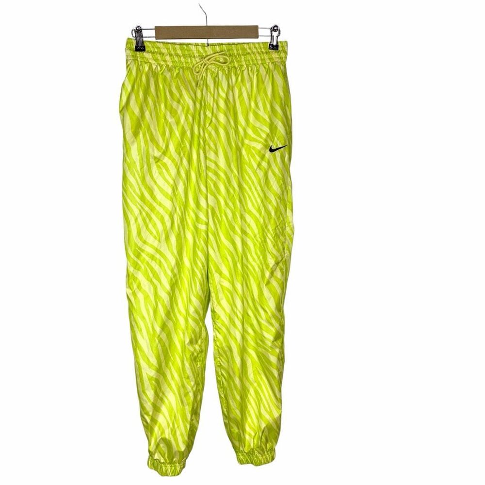 Nike Icon Clash Jogger Pants Womens Small Highlighter Yellow Zebra Print neon